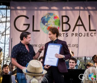 The John Daversa Big Band performing at Global Arts Project's 'Celebrating Mardi Gras' Collins Park, Miami Beach event, Miami, FL.