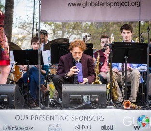 The John Daversa Big Band performing at Global Arts Project's 'Celebrating Mardi Gras' Collins Park, Miami Beach event, Miami, FL.