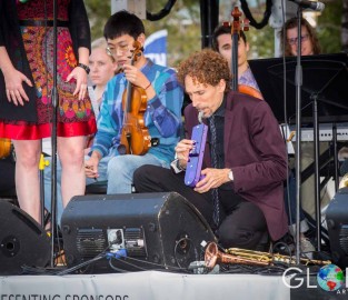 The John Daversa Big Band performing at Global Arts Project's 'Celebrating Mardi Gras' Collins Park, Miami Beach event, Miami, FL.