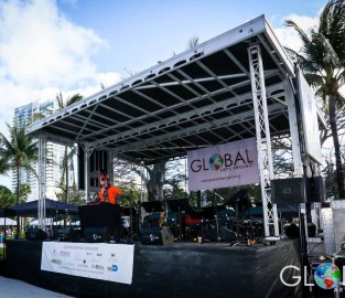 The John Daversa Big Band performing at Global Arts Project's 'Celebrating Mardi Gras' Collins Park, Miami Beach event, Miami, FL.