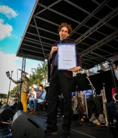 The John Daversa Big Band performing at Global Arts Project's 'Celebrating Mardi Gras' Collins Park, Miami Beach event, Miami, FL.