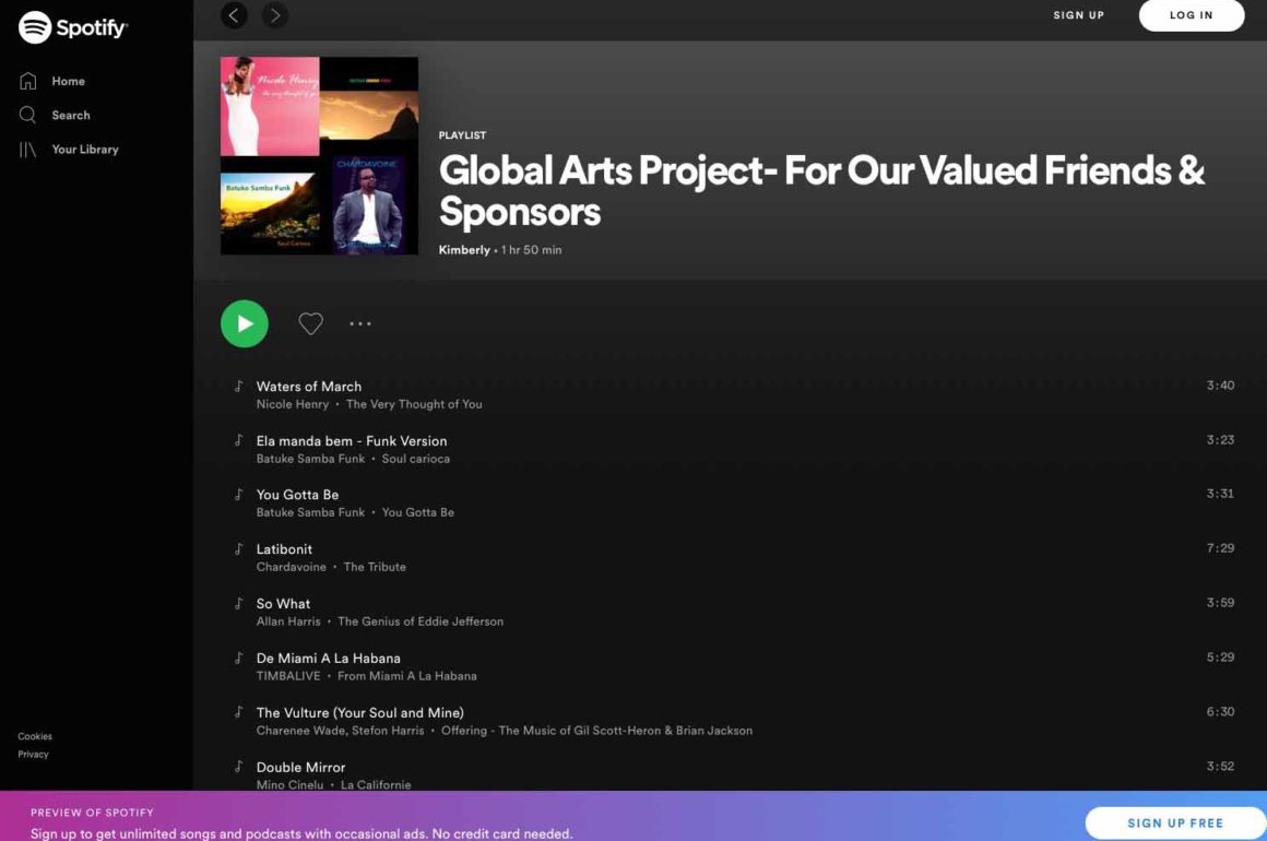 Global Arts Project On Spotify